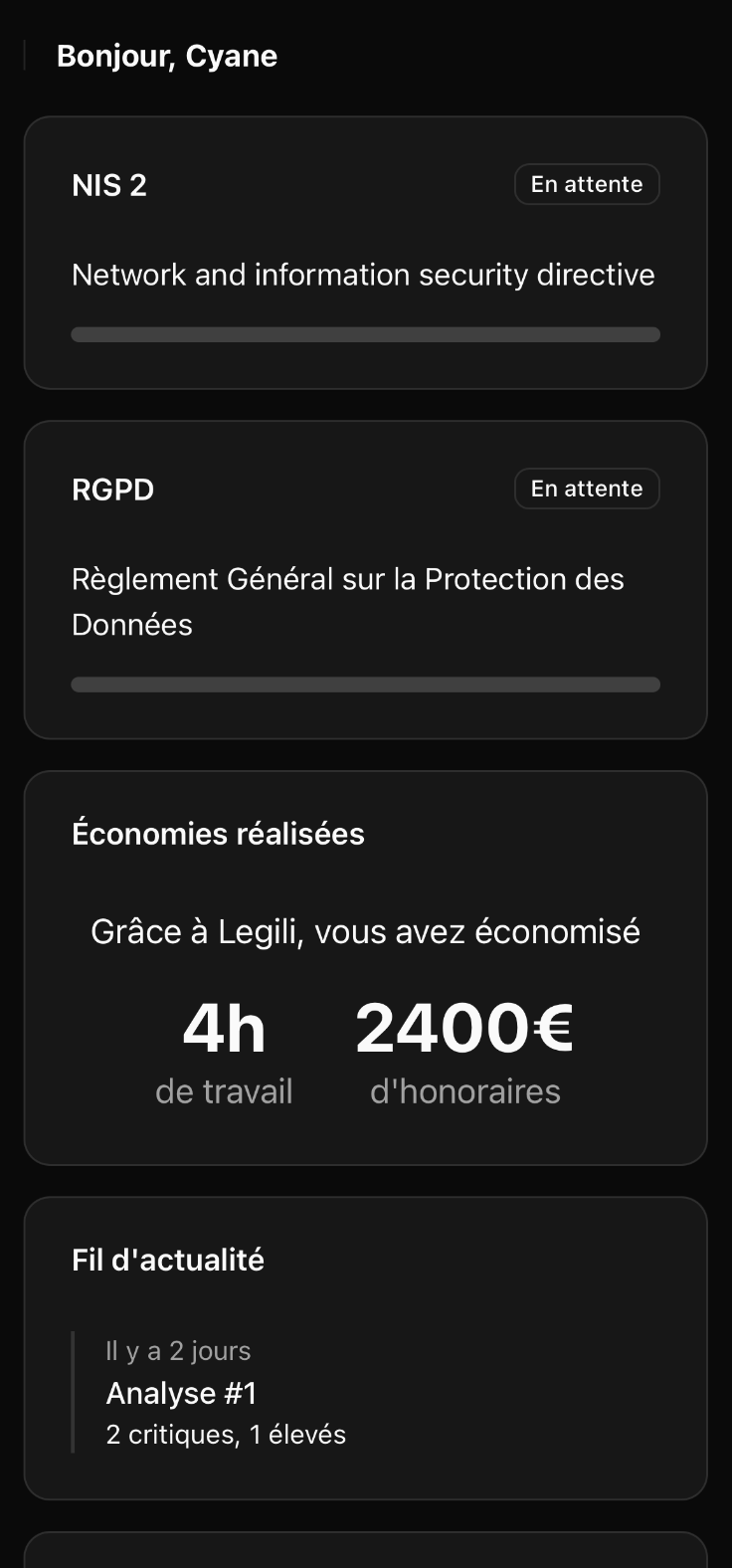 Mobile Dashboard Screenshot